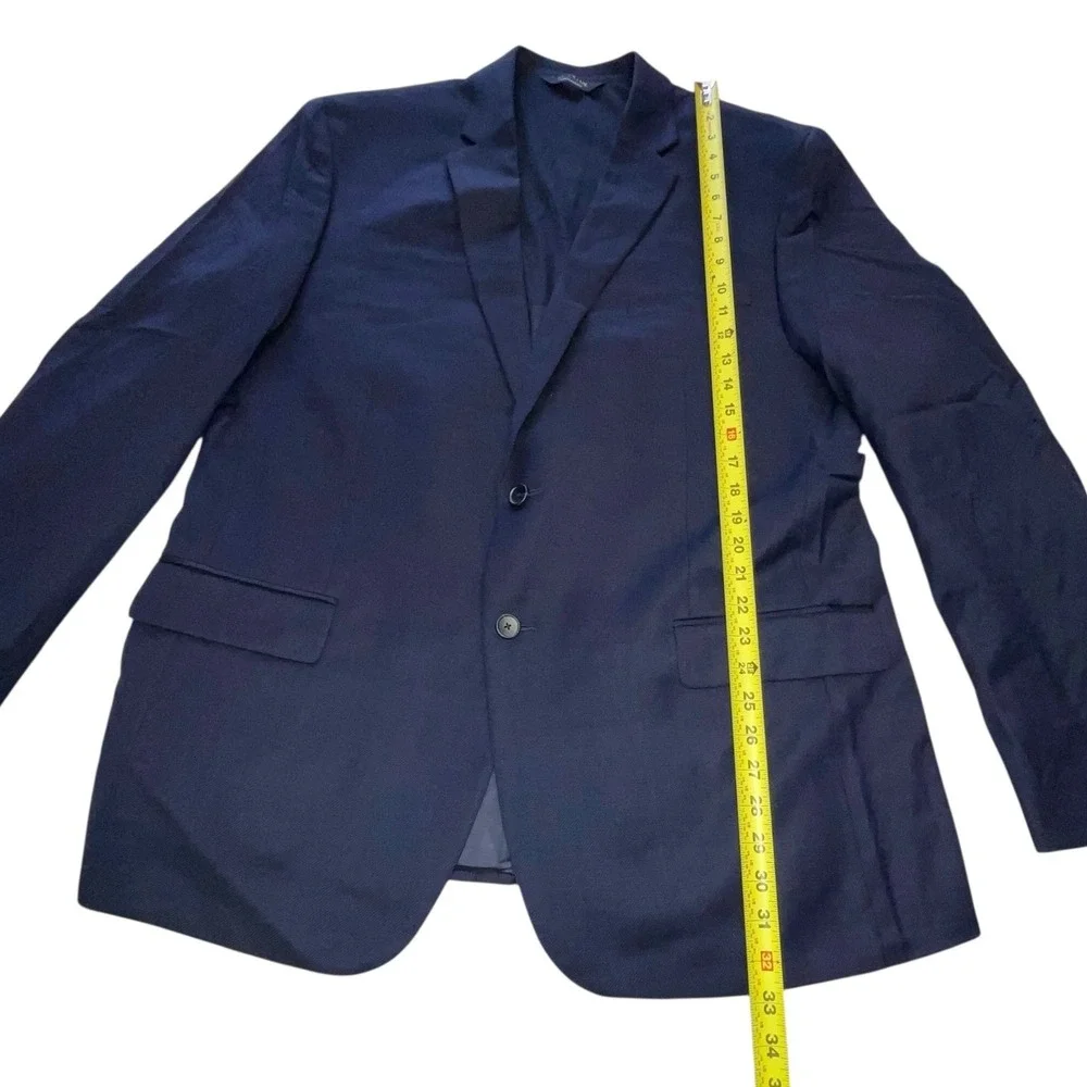 Jos A Bank Traveler Tech Navy Wool Blend Sport Coat Blazer 48 Long Slim Fit NWOT